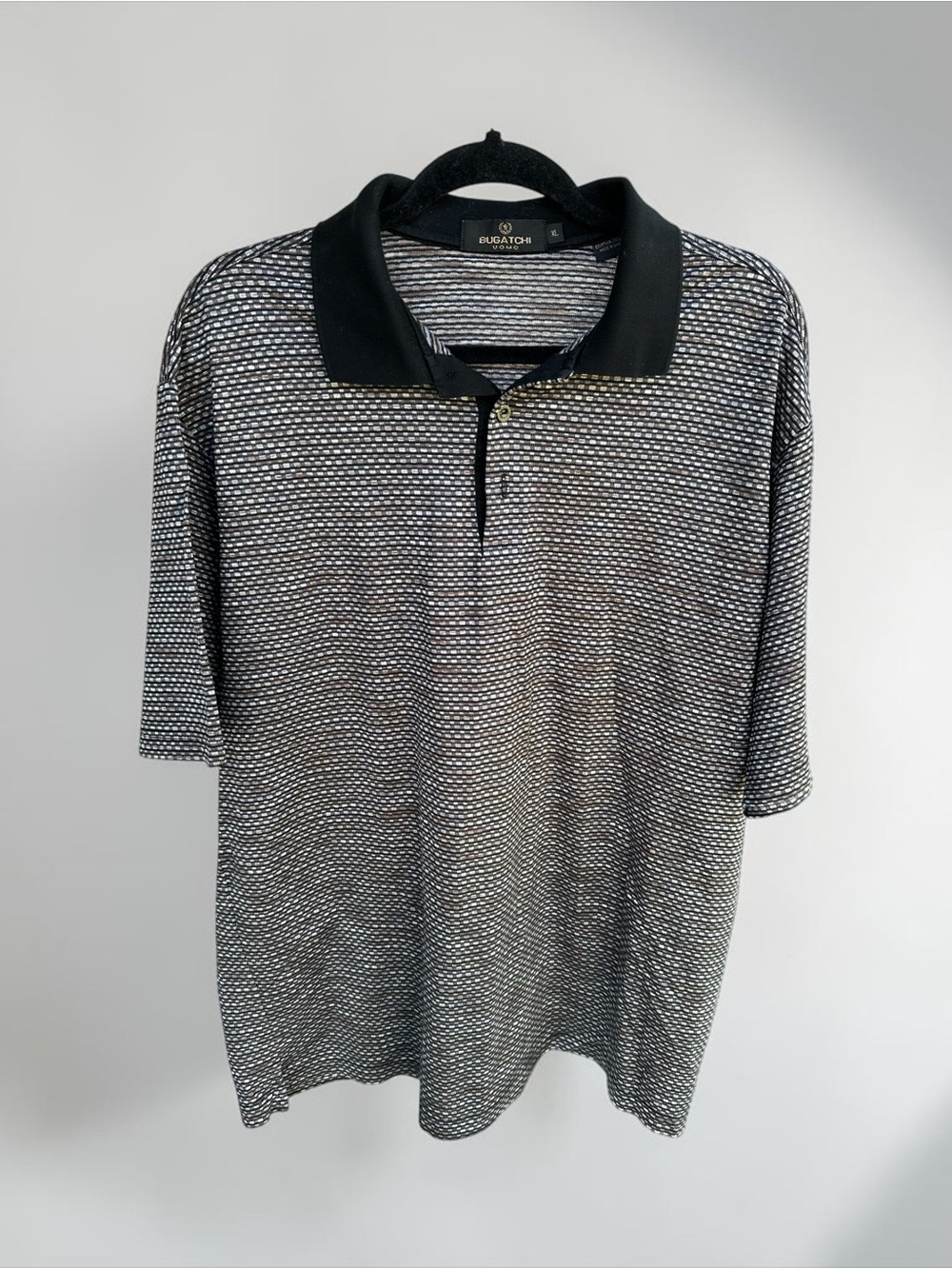 Bugatchi Black and White Micro-Pattern‎ Polo